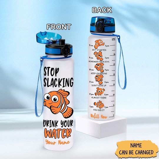 Nemo Water Tracker Bottle, Cute Nemo Water Bottle, Disney Nemo Bottle, Finding Dory Bottle,  Sport Bottle, Water Bottle Name, Gift For Her