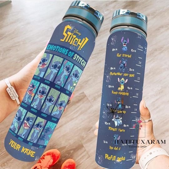 Stitch Water Bottle, Custom Stitch Bottle, Ohana Means Family Water Bottle, Disney Stitch Bottle, Disney Water Bottle, Stitch Gift