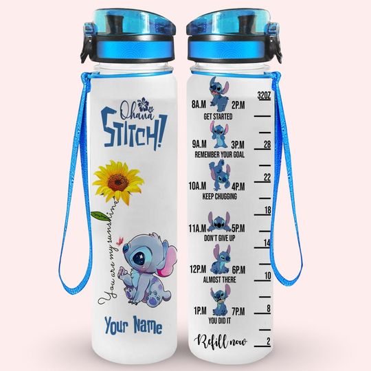 Discover Stitch Water Tracker Bottle, Personalized Bottle, Disney Stitch Bottle, Disney Girl Trip, Disneyland Bottle, Stitch Lilo Cartoon Bottle