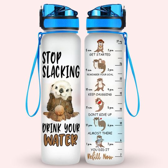 Discover Otter Water Tracker Bottle, Cute Sea Otter Bottle, Animal Drink Bottle, Nature Ocean Bottle, Motivational Bottle, Otter Lover Gift