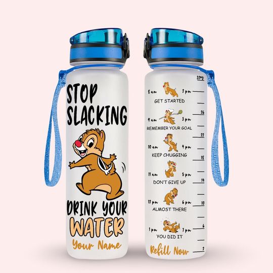 Discover Chip And Dale Water Bottle, Squirrel Drink Bottle, Double Trouble, Disney Chip N Dale Water Tracker Bottle, Personalized 32 oz Bottle