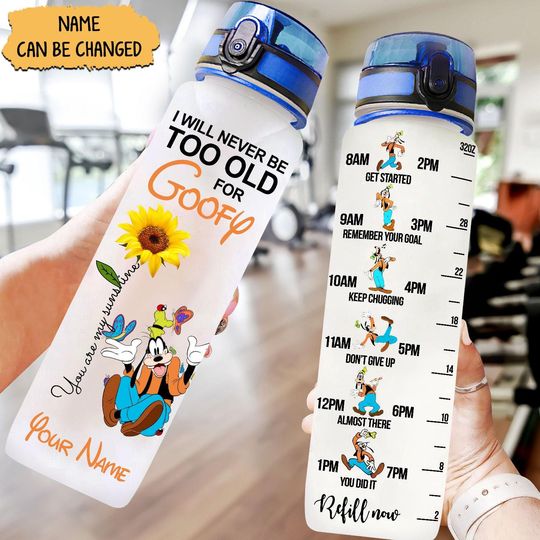 Christmas Goofy Water Tracker Bottle, Personalized Water Bottle, Disney Girls Bottle, Mickey And Friends, Women Disney Bottle 32oz