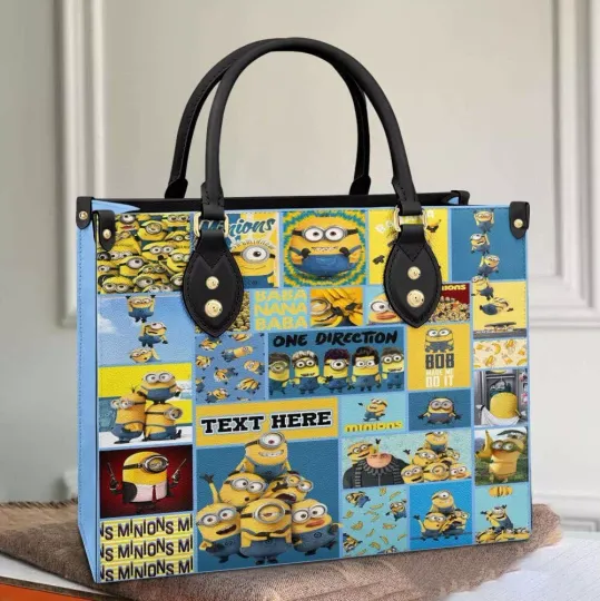 Discover Personalized Minions Kevin Stuart Bob Leather Handbag, Minions Lovers Gift