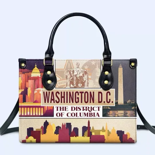 Washington D.C Leather Handbag, Women Leather Bag Gift