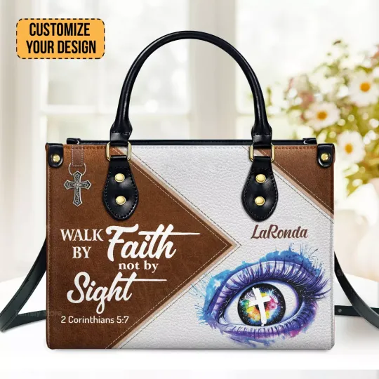 Walk By Faith, Not By Sight Leather Handbag, Christians Leather Bag
