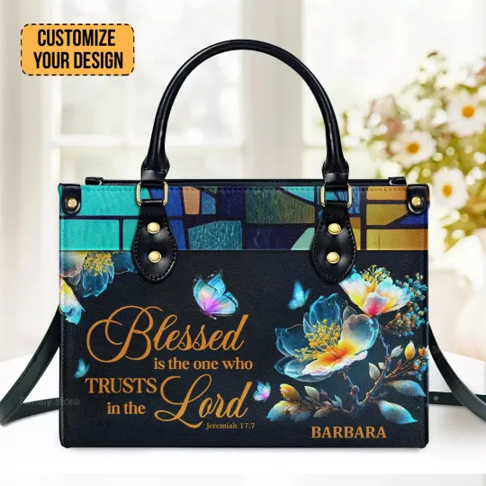 Discover Blessed Is The One Who Trusts In The Lord Leather Handbag