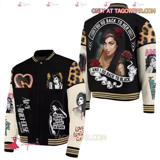 Amy Winehouse You Go Back To Her And I Go Back To Black Baseball Jacket