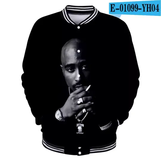 Discover 3D 2PAC Baseball Jacket Men Women Winter Hip Hop