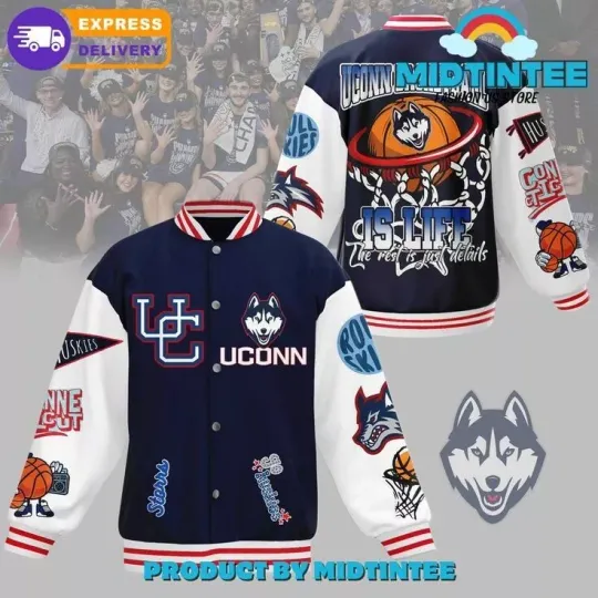 Discover Uconn Huskies Basketball Is Life Baseball Jacket