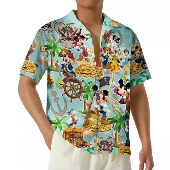 Discover Disney Pirate Cruise Hawaiian Shirt, Mickey and Minnie Cruise Button Up Shirt