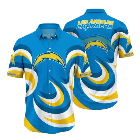 Los Angeles Team Chargers Wave Surge Hawaiian Tropical Beach Sport Fan Shirt
