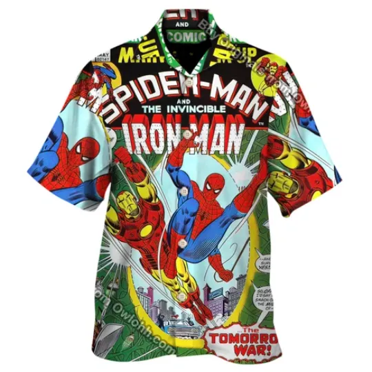 Spider Man Meets Iron Man Hawaiian Shirt