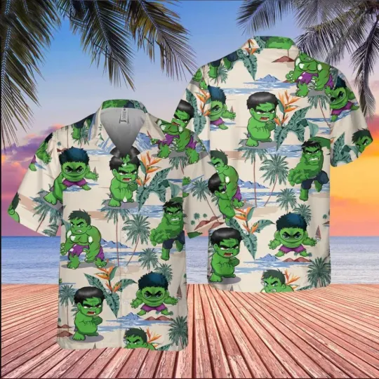 The Incredible Hulk Green Comic Hawaiian Shirt