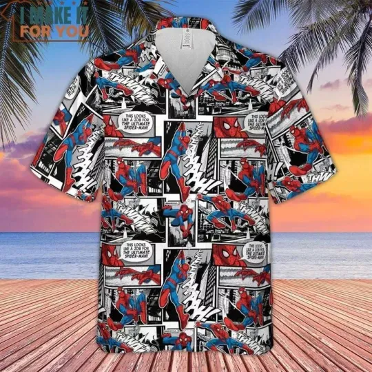 Spiderman Hawaiian Button Down Shirt