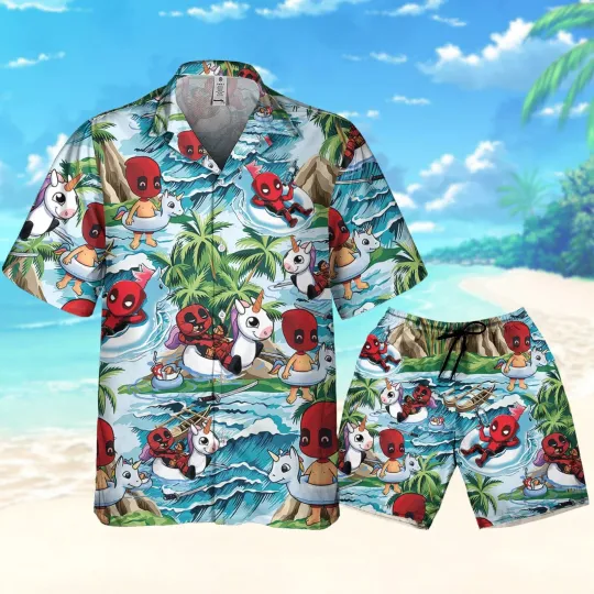 Deadpool Ready To Summer tropical Aloha, Deadpool Superhero Button Up Hawaiian Shirt