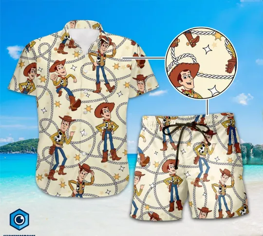 Discover Disneyland Toy Story Wood Hawaiian Shirt, Cowboy Hawaiian Shirt