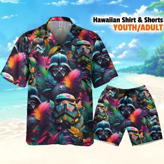 Star Wars Colorful Tropical Darth Vader Stormtrooper Hawaii Shirt