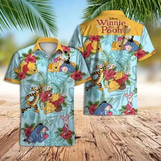 Discover Winnie The Pooh Hawaiian Button Down Shirt