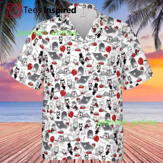 Discover Horror Characters Dog Pattern Hawaiian Shirt, Cute Gifts for Animal Lover