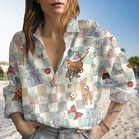 Disney Doc Dwarf Linen Shirt, Disney Princess Shirt Women, Snow White And Seven Dwarfs Shirt, Magic Kingdom Outfit, Disneyland Trip