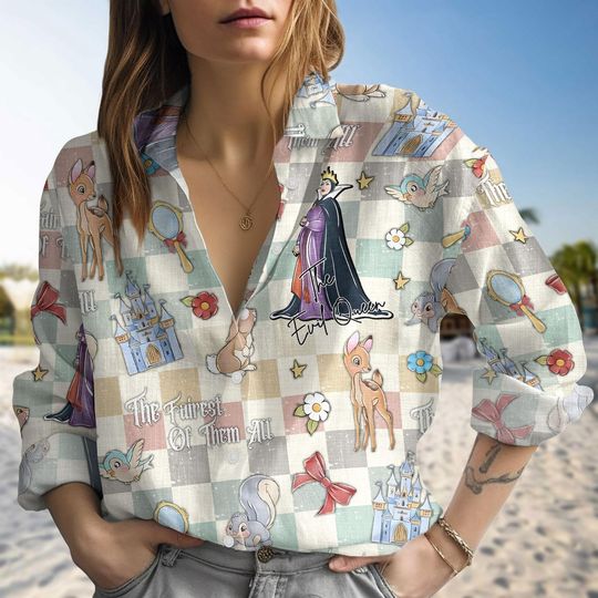 Disney The Evil Queen Linen Shirt, Disney Princess Shirt Women, Snow White And Seven Dwarfs Shirt, Magic Kingdom Outfit, Disneyland