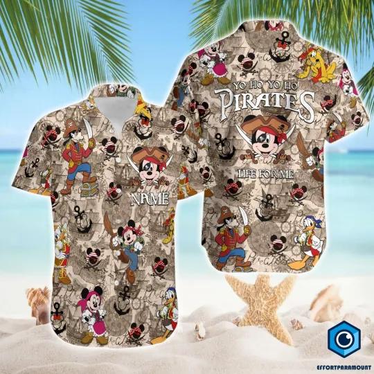 Custom Disneyland Mickey Pirates of The Caribbean Hawaiian Shirt