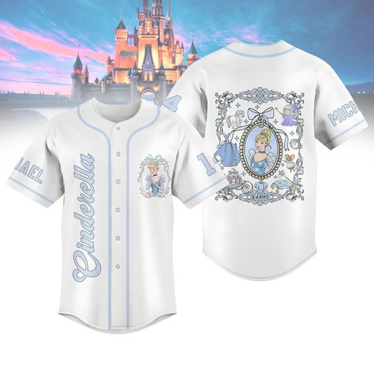 Custom Cinde Princess Baseball Jersey, Disney Princess Jersey Shirt, Cinde Shirt, Magic Kingdom Baseball Shirt, Disney Tee