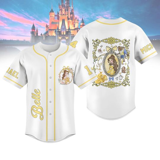 Discover Custom Belle Princess Baseball Jersey, Disney Princess Jersey Shirt, Beauty And The Beast Shirt, Disney Tee, Magic Kingdom Shirt