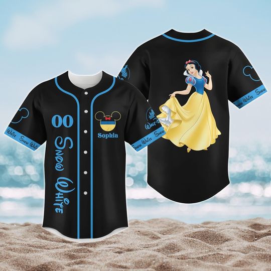 Custom Disney Snow White Baseball Jersey, Disney Princess Baseball Shirt, Disney Character Jersey Shirt, Magic Kingdom Jersey Men