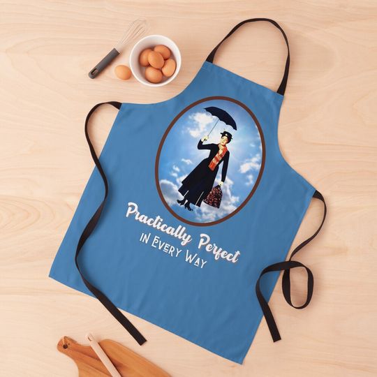 Discover Practically Perfect in Every Way - Mary Flying Down From the Sky (White Letters) Apron