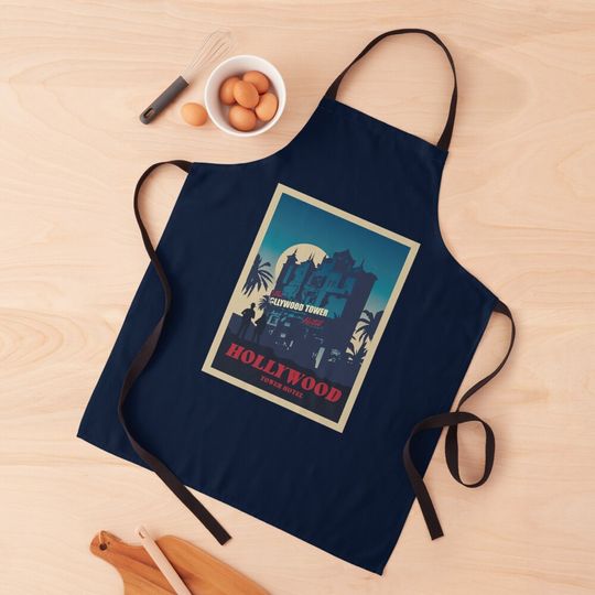 Discover Hollywood Tower Hotel - Minimalist Travel Style - Theme Park Art Apron
