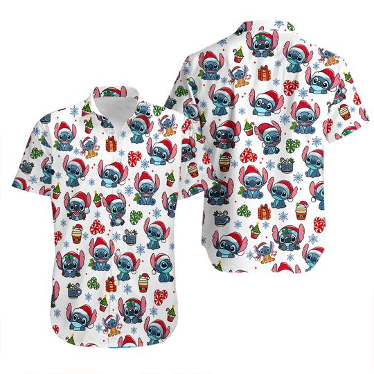 Discover Stitch Christmas Button Shirt, Stitch Button Shirt Men, Stitch Hawaii Shirt, Stitch Button Up Shirt, Disney Christmas Shirt For Family