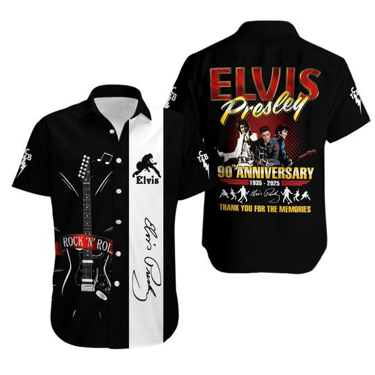Elvis Presley Button Hawaiian Shirt, Elvis King Of Music Concert 2025 T-Shirt