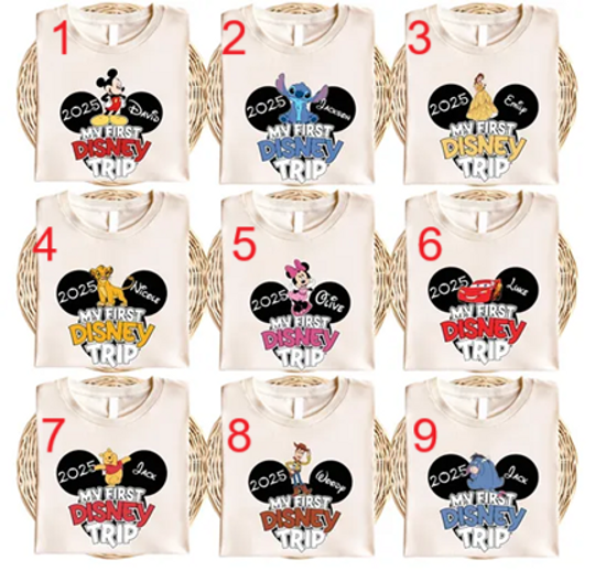 Disney Characters My First Disney Trip T-Shirt, Disneyland Family Vacation Tee, WDW Matching Shirt