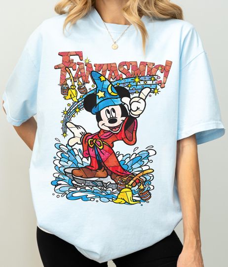 Discover Comfort Colors  Disney Fantasia Shirt, Retro Sorcerer Mickey Tee for Disneyworld Trips, Vintage Walt Disney Fantasy, Mickey Fantasy T-shirt
