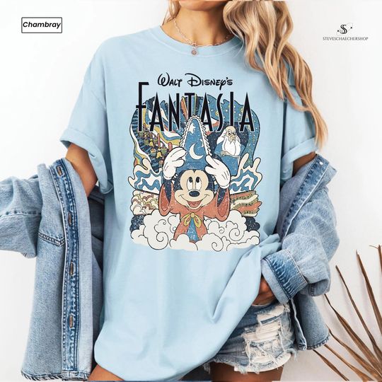 Discover Comfort Colors Vintage Disney Fantasia Shirt, Sorcerer Mickey Shirt, Walt Disney Fantasy Shirt, Magic Kingdom Shirt, Disney World Shirt