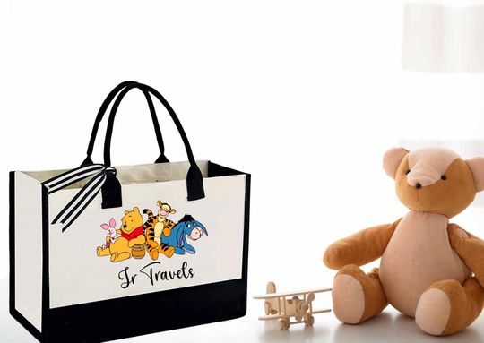 Discover Custom Disney Winnie Characters Bag, Personalized Name Tote with Winnie The Pooh and Friends, Disney Vacation Tote, Disney Travel Trip Bag