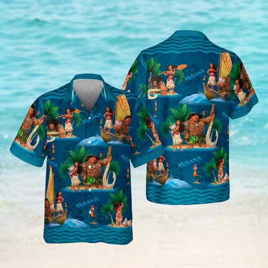 Moana Hawaiian Shirt, Moana Button Shirt, Disney Moana Shirt, Princess Outfit, Disneyland Girls Trip Vacation Shirt, Birthday Gift
