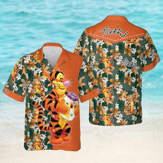 Discover Tigger Hawaiian Shirt, Winnie The Pooh Shirt, Disney Trip Button Shirt, Magic Kingdom Tee, Family Shirt, Summer Shirt, Gift For Fan