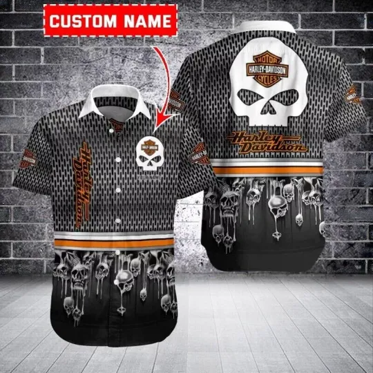 Discover Personalized Harley Racing Davidson Casual Button Down Shirt