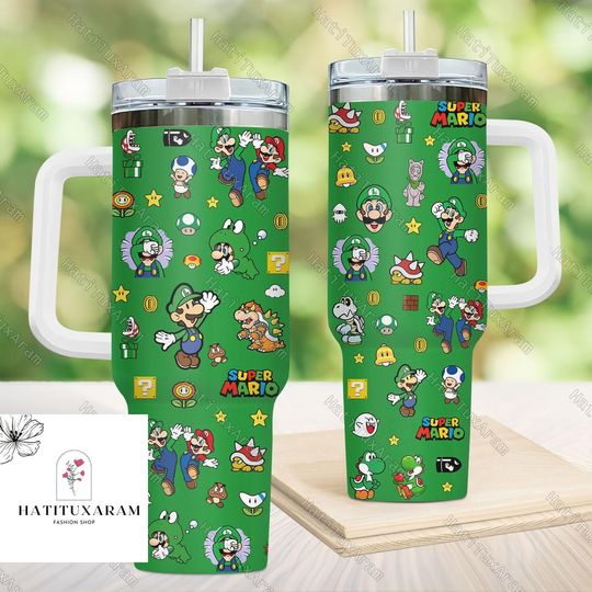Halloween Mario Tumbler, Gaming Mario Tumbler, 40oz Drinkware Tumbler, Super Princess Peach, Super Mario Bros, Mario Birthday Gift