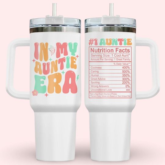 In My Auntie Era Tumbler, Best Aunt Era 40oz Tumbler, Baby Pregnancy Announcement for Aunt, Gift For Aunt, Drinkware Tumbler