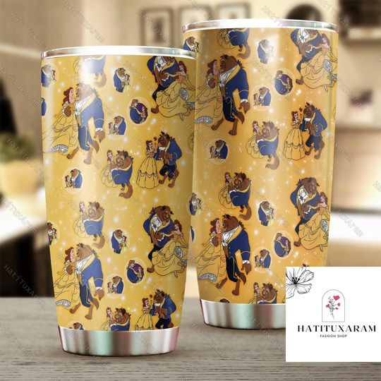 Halloween Beauty Beast Tumbler 20oz, Beauty And The Beast Rose Tumbler, Disney Princess Belle Tumbler, Disney Tale as Old as Time