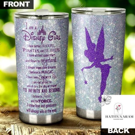 Halloween Tinker Bell Girl Tumbler, Tinkerbell Fairy Tumbler, Disney Neverland Tumbler, Drinkware Tumbler, Tinker Bell Princess Gift