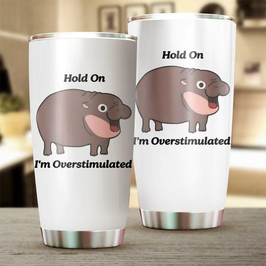 Moo Deng Tumbler, Cute Baby Hippo Deng Bouncy Pig in Thai Tumbler, Baby Pygmy Hippo Tumbler, Drinkware Tumbler, Hippopotamus Tumbler