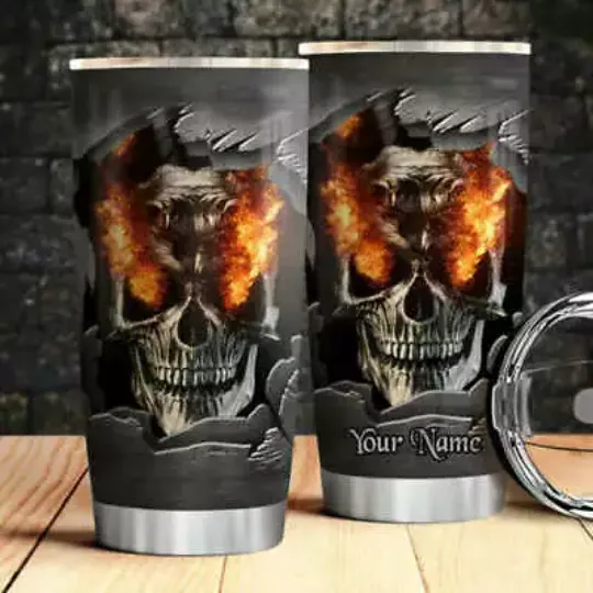 Discover Skull Fire Metal Gift for skull Stainless Tumbler 20oz