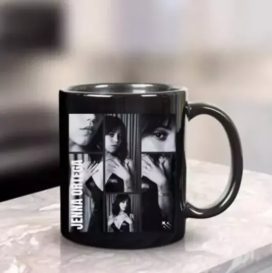 Jenna Ortega Fan Merch Black Mug, Art Mug, Gift Mug Coffee Mug