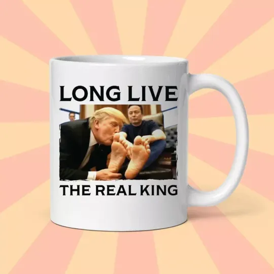 Funny Donald Trump Mug, Long Live The Real King, Trump and Elon Musk Parody