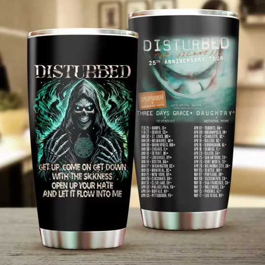 Disturbed The Sickness 25Th Anniversary Tour Tumbler 20Oz Cup