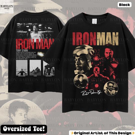 Discover Iron Man T Shirt Double Sided Print MCU Fan Gifts Disney World Matching Shirt Retro Marvel Sweatshirt Tony Stark Iron Man MCU Tee